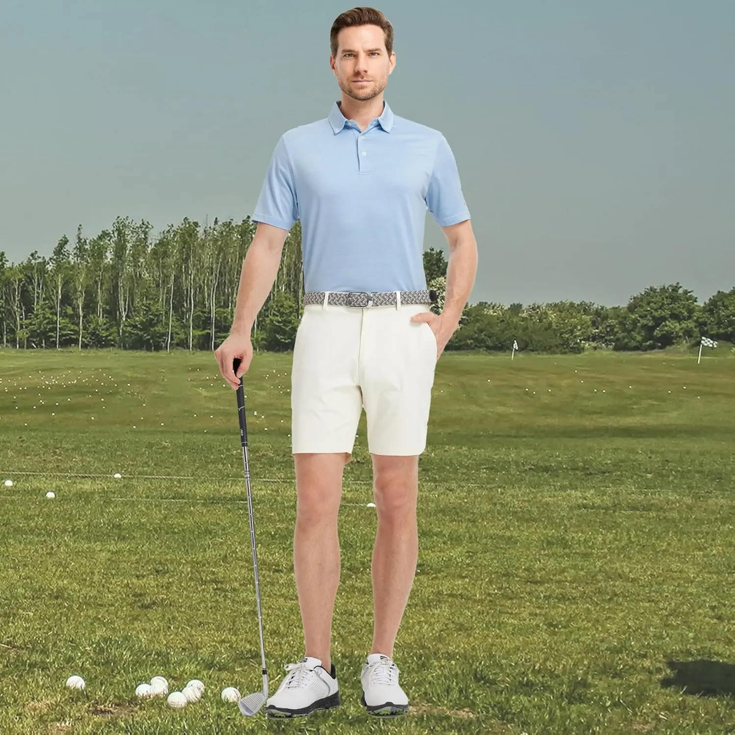 Rouen Polo Shirts for Men Dry Fit Performance Moisture Wicking Casual Jacquard Heather Collared Mens Golf Shirts Short Sleeve