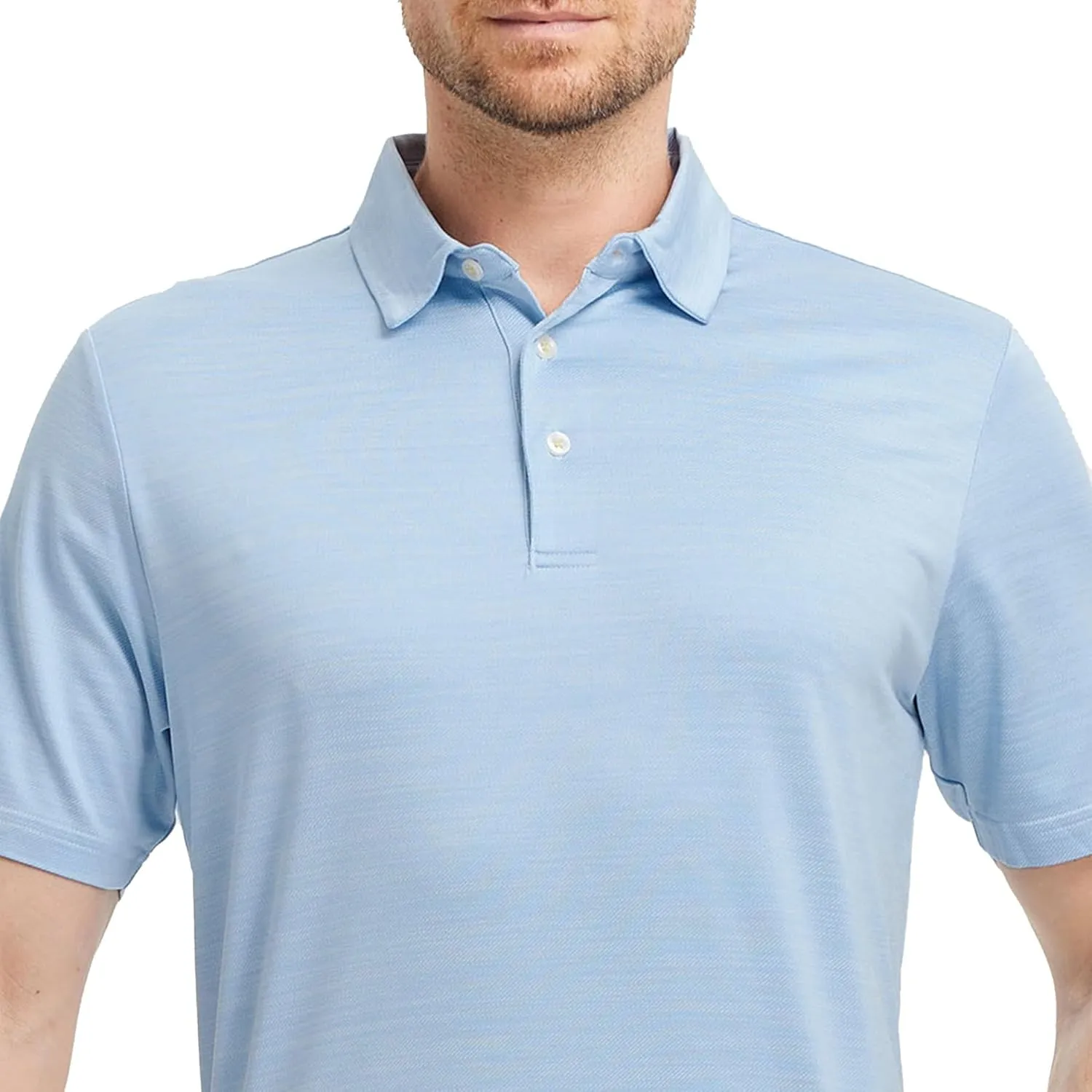 Rouen Polo Shirts for Men Dry Fit Performance Moisture Wicking Casual Jacquard Heather Collared Mens Golf Shirts Short Sleeve