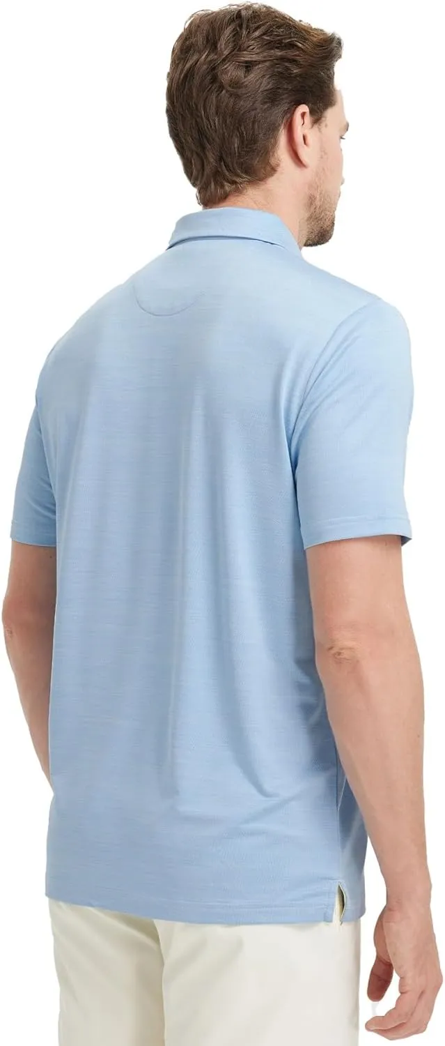 Rouen Polo Shirts for Men Dry Fit Performance Moisture Wicking Casual Jacquard Heather Collared Mens Golf Shirts Short Sleeve