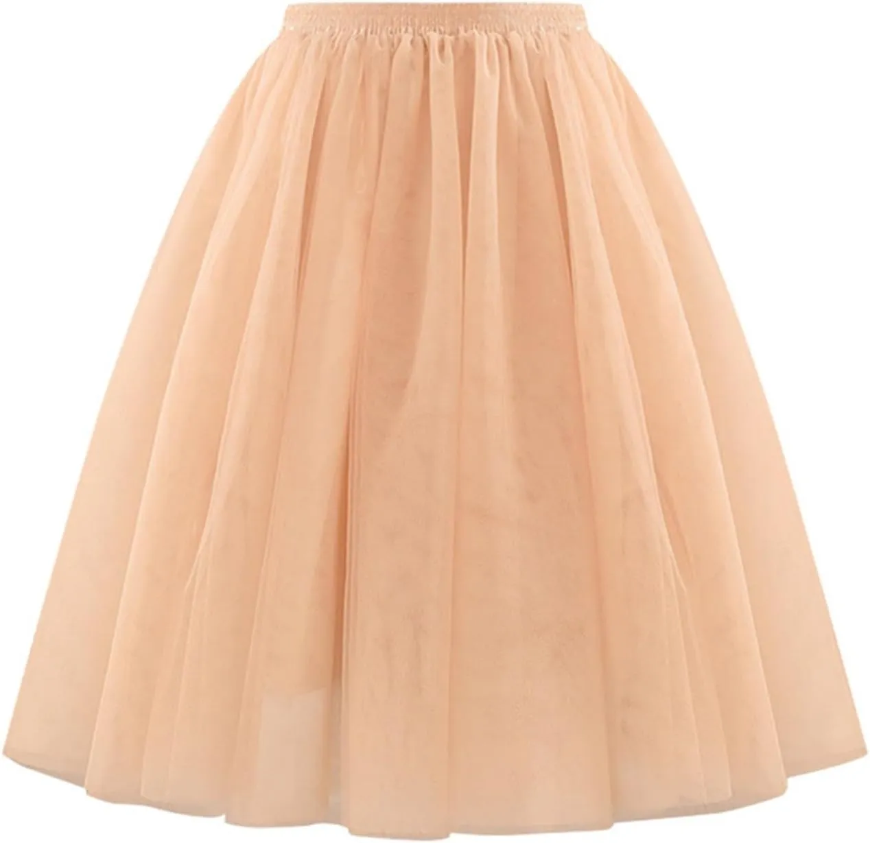 Rvidbe Womens 50s Vintage A-line Tulle Skirts Elastic High Waisted Petticoat Tutu for Women Flowy Layered Long Skirts