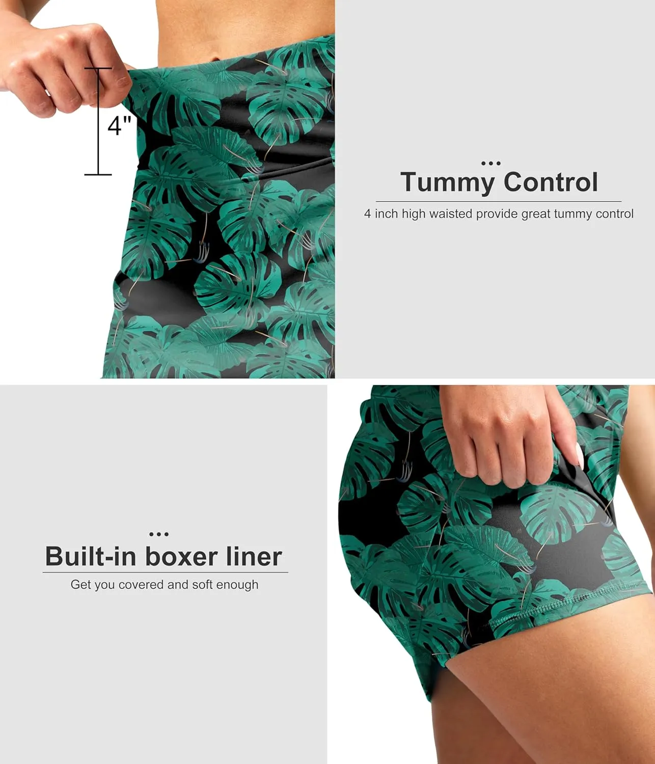 SANTINY Women's 17'' Long Swim Skirt with Pockets High Waisted Modest Tummy Control Swimsuit Skirt Bathing Suit Bottoms