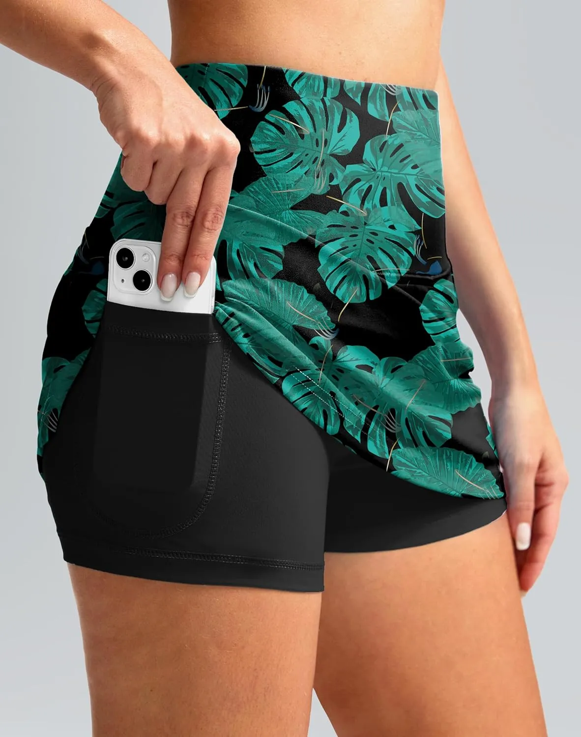 SANTINY Women's High Waisted Swim Skirt with Pocket Tummy Control Tankini Swimsuit Bathing Suit Bottoms for Women