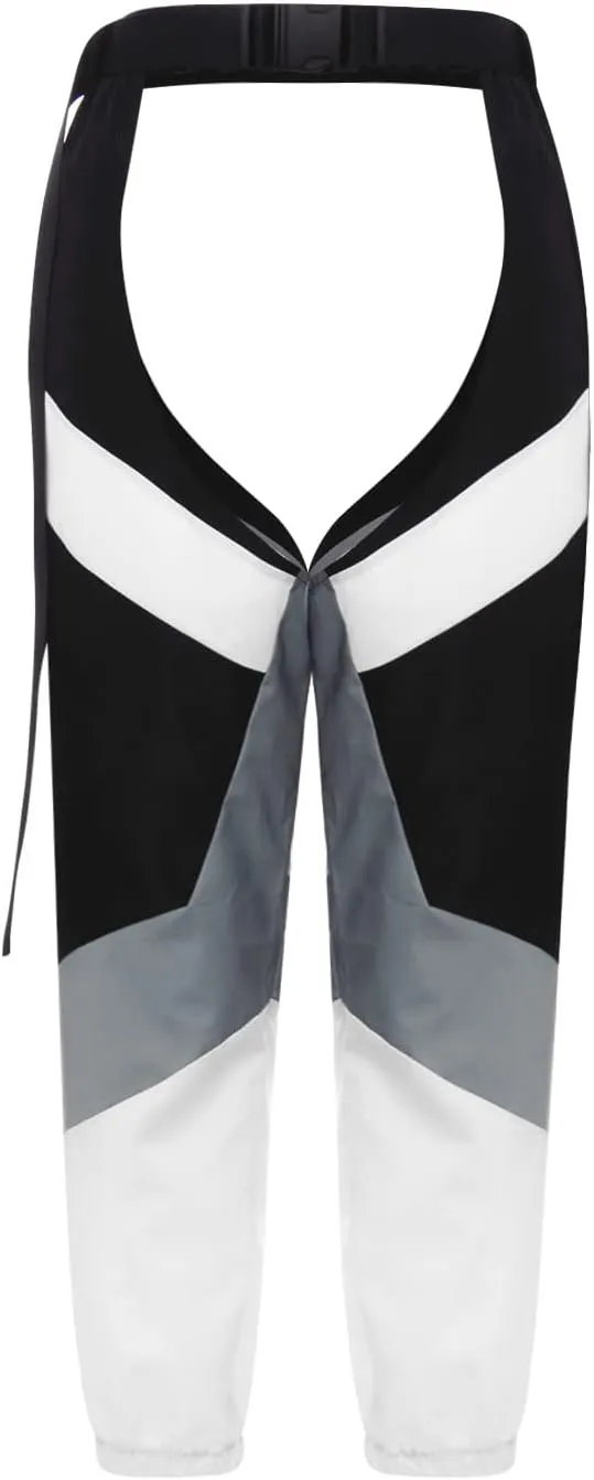 Sexy Buckle Bottomless Pants Women Hollow Out High Waist Rave Chaps Hiphop Rock Crotch Pants Belted Cargo Trousers