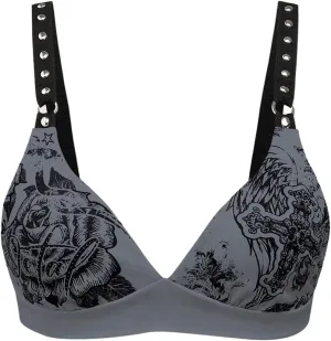SOLY HUX Women's Y2k Gothic Graphic Cami Crop Tops Rivet Punk Grunge Summer Tops Streetwear