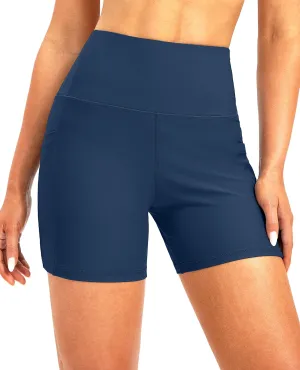 Soothfeel Women's High Waisted Swim Board Shorts 5 Inch UPF 50  Tummy Control Bathing Suit Bottoms for Women with Pockets