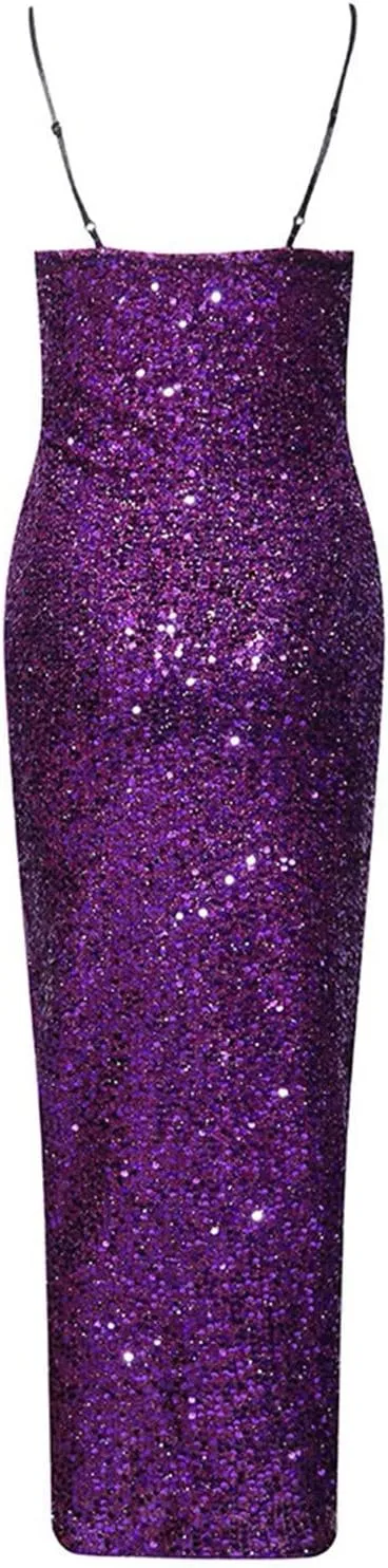 Spaghetti Straps Sequin Prom Dresses Long Mermaid Glitter Backless Evening Party Gowns Slit Wedding Guests Dresses