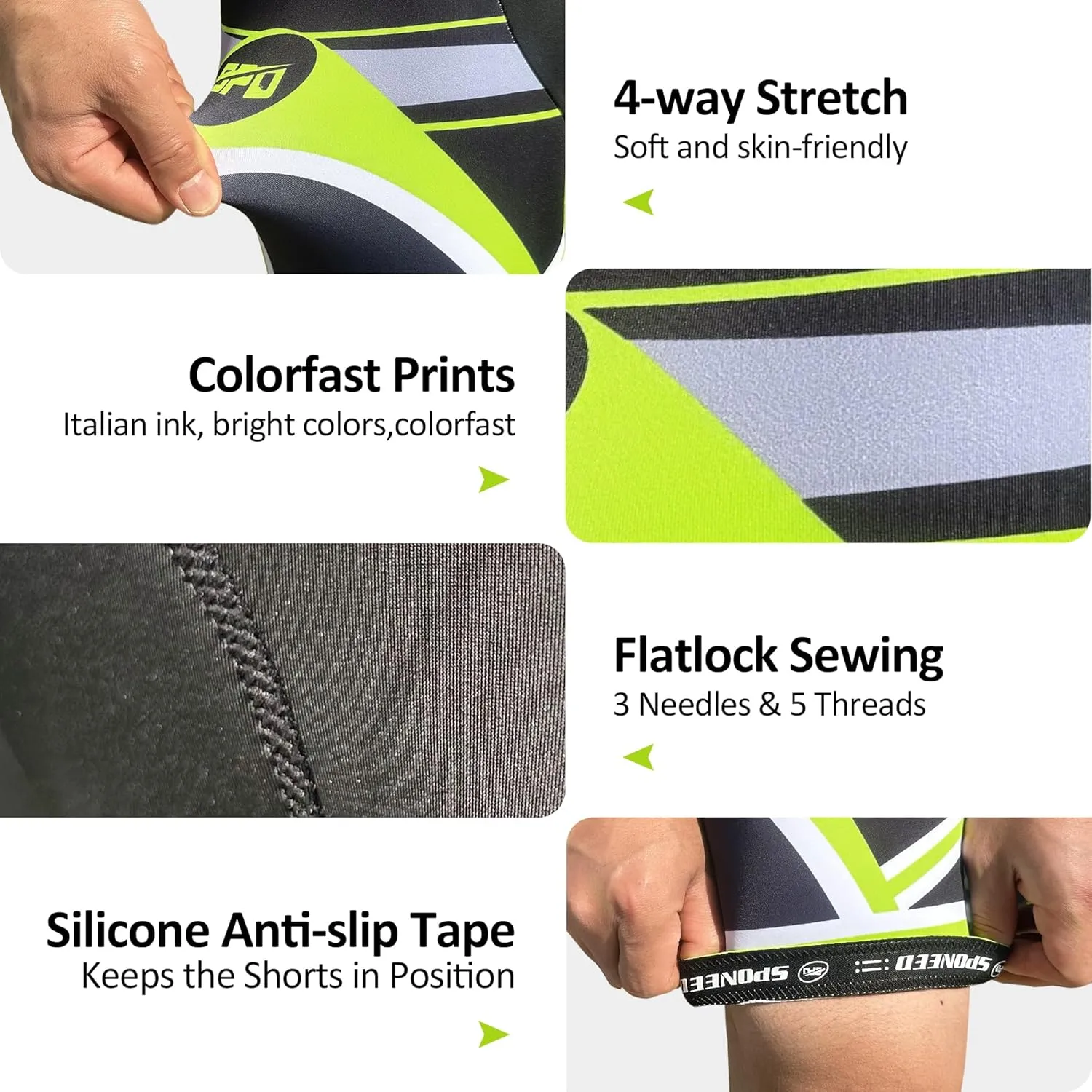 sponeed Men's Cycle Shorts Biking Pants Gel Padding Bicycle Ride Bottoms for Road Bikie
