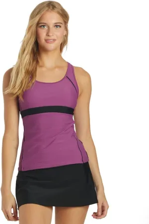 Sporti Women Racerback Tankini Tops - Bathing Suit Tops for Women - Athletic Tank Top Swimsuits with Shelf Bra Support