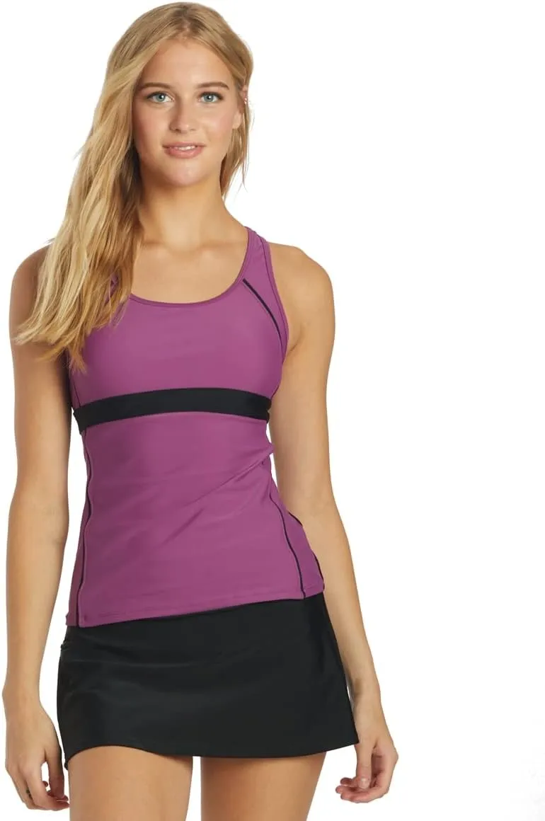Sporti Women Racerback Tankini Tops - Bathing Suit Tops for Women - Athletic Tank Top Swimsuits with Shelf Bra Support