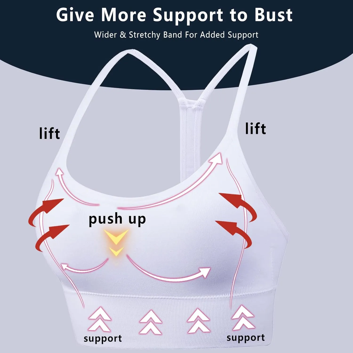 Sports Bra, Workout Tops for Women, Medium Impact Strappy Padded Sports Bras for Women High Support
