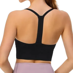 Sports Bra, Workout Tops for Women, Medium Impact Strappy Padded Sports Bras for Women High Support