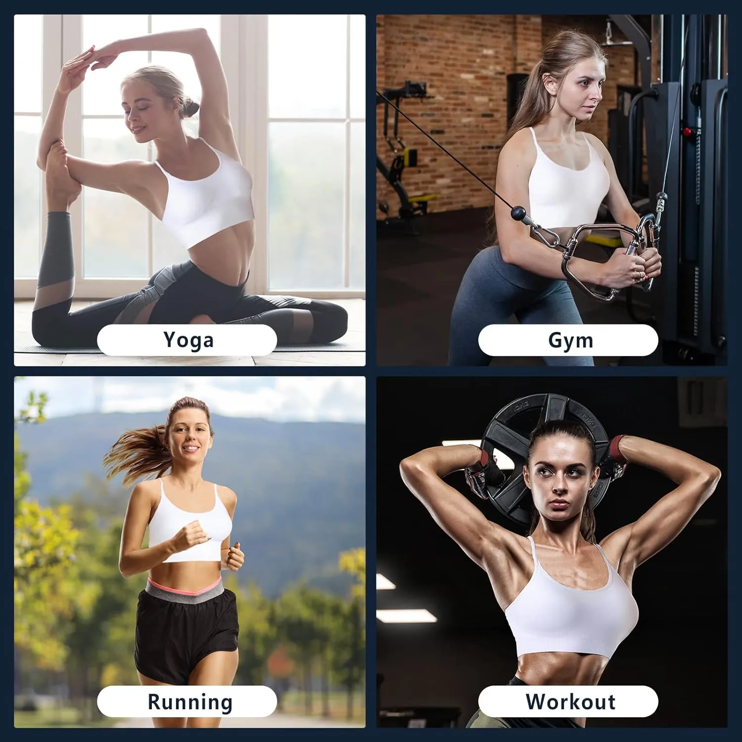 Sports Bra, Workout Tops for Women, Medium Impact Strappy Padded Sports Bras for Women High Support