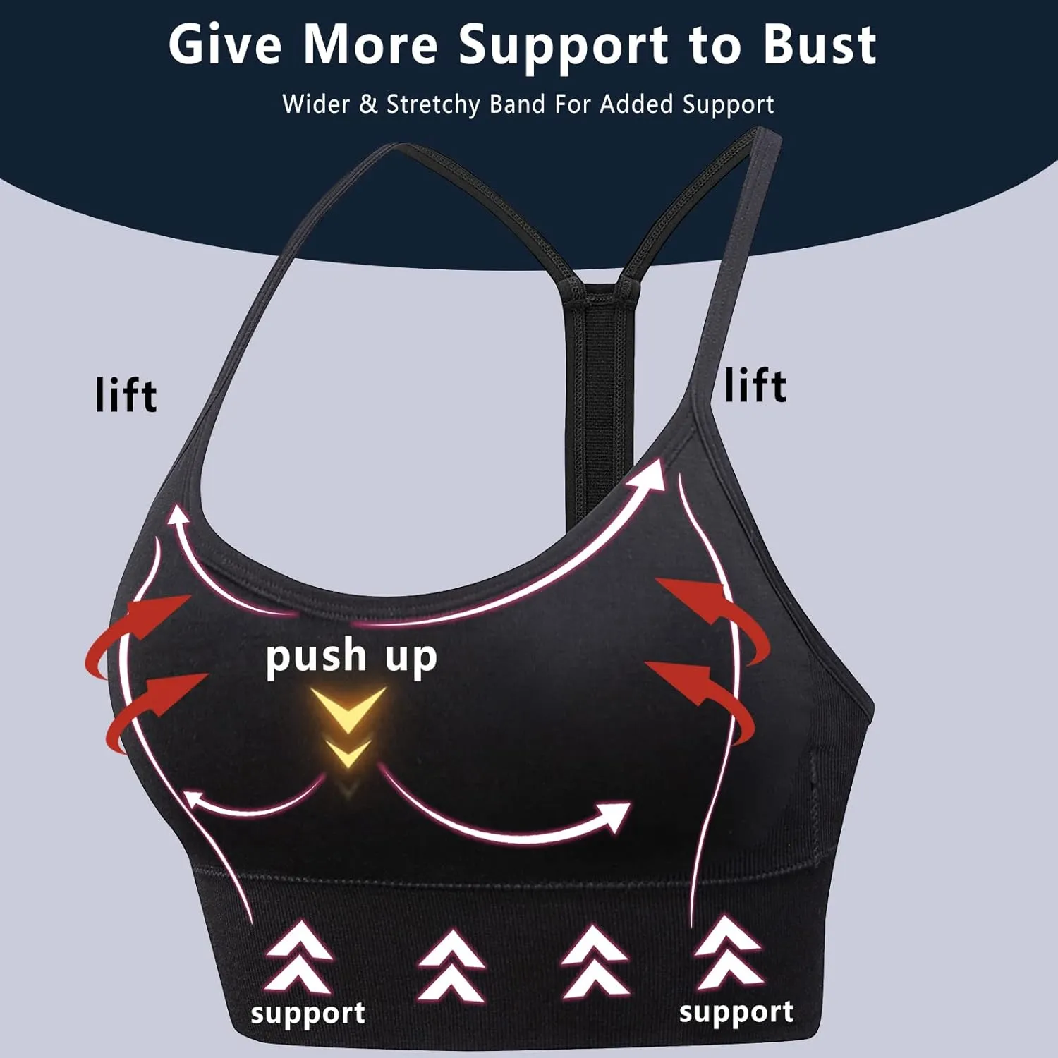 Sports Bra, Workout Tops for Women, Medium Impact Strappy Padded Sports Bras for Women High Support