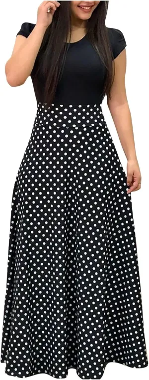 Spring Dresses for Women Long Sleeve Floral Print Elegant Wedding Holiday Party Splice Large Swing Summer Maxi Dress