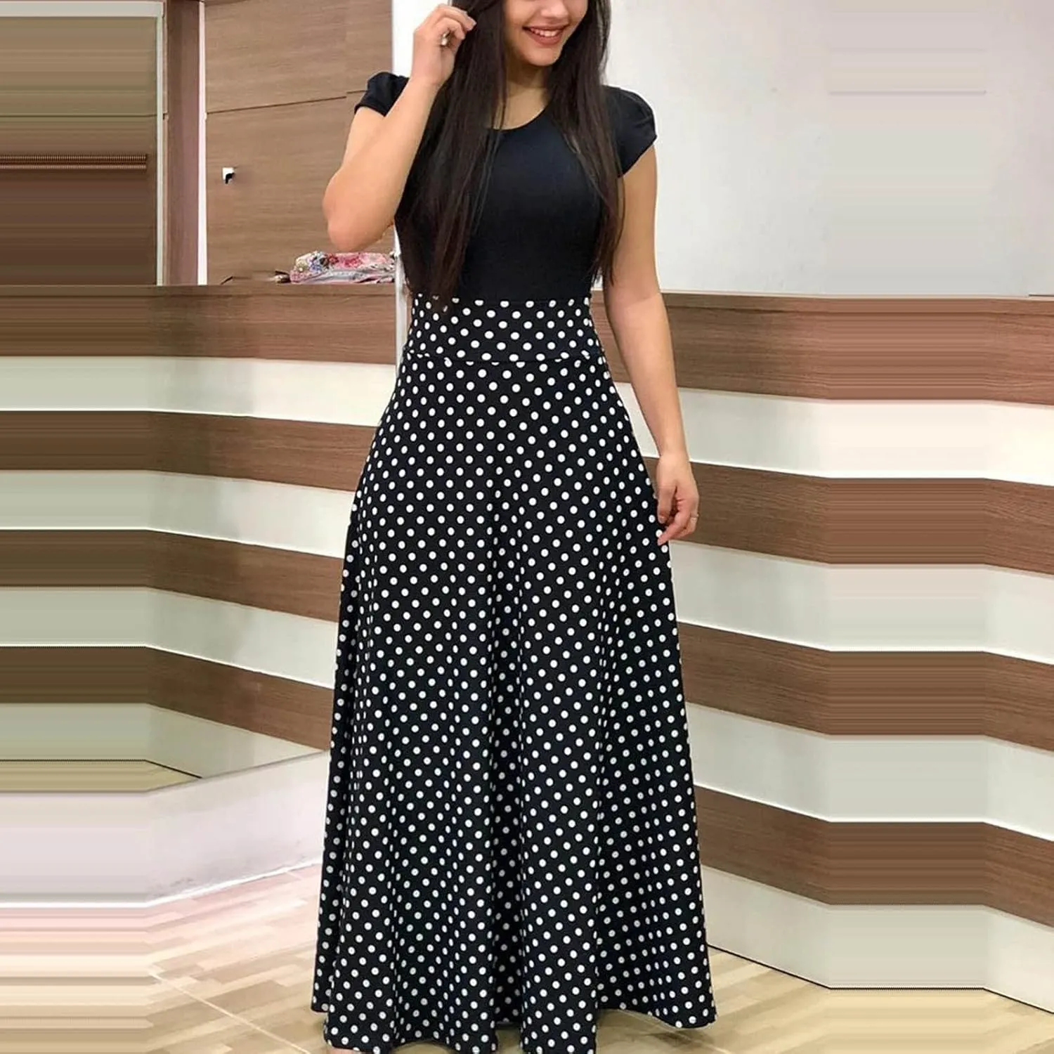 Spring Dresses for Women Long Sleeve Floral Print Elegant Wedding Holiday Party Splice Large Swing Summer Maxi Dress
