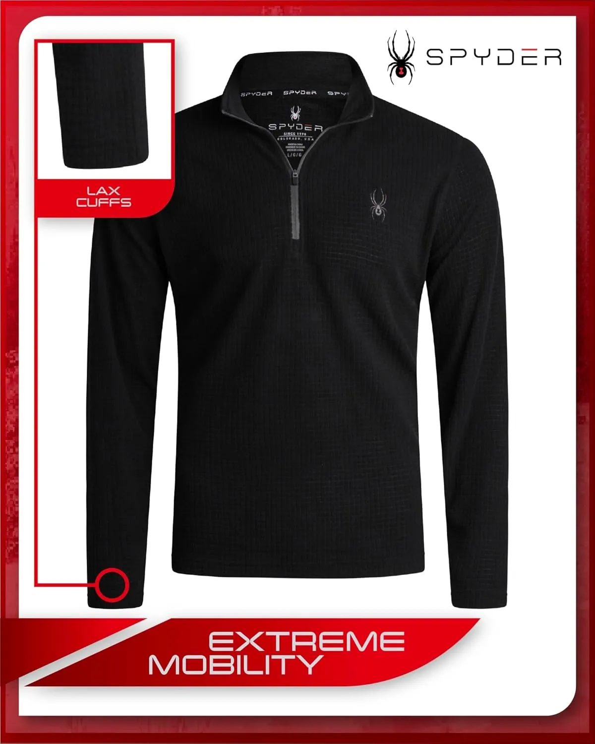 Spyder Mens Quarter Zip Pullover Sweatshirt - Athletic Fleece Sweater Quarter Zip Pullover Men - Mock Neck Sweatshirt for Men