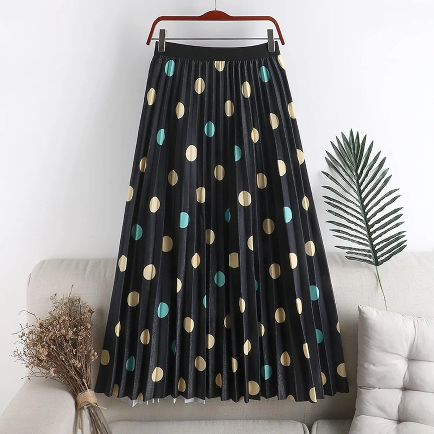 Summer trendy Pleated Skirt A Line Swing skirts for women midi length High Waist Midi Skirts Floral Print skirts for women