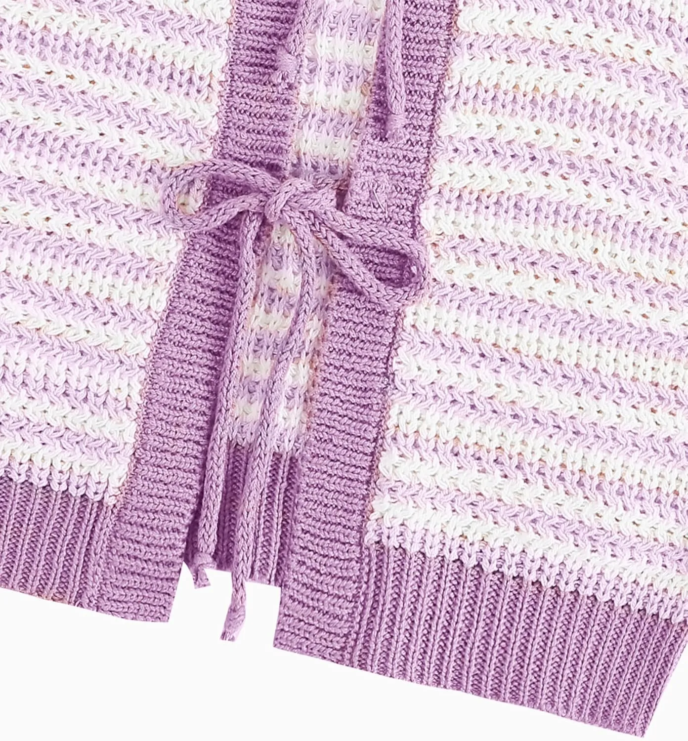 Sweater Vest Women Casual Sleeveless Crochet Tops Color Block Tie Back Knit Tank Tops