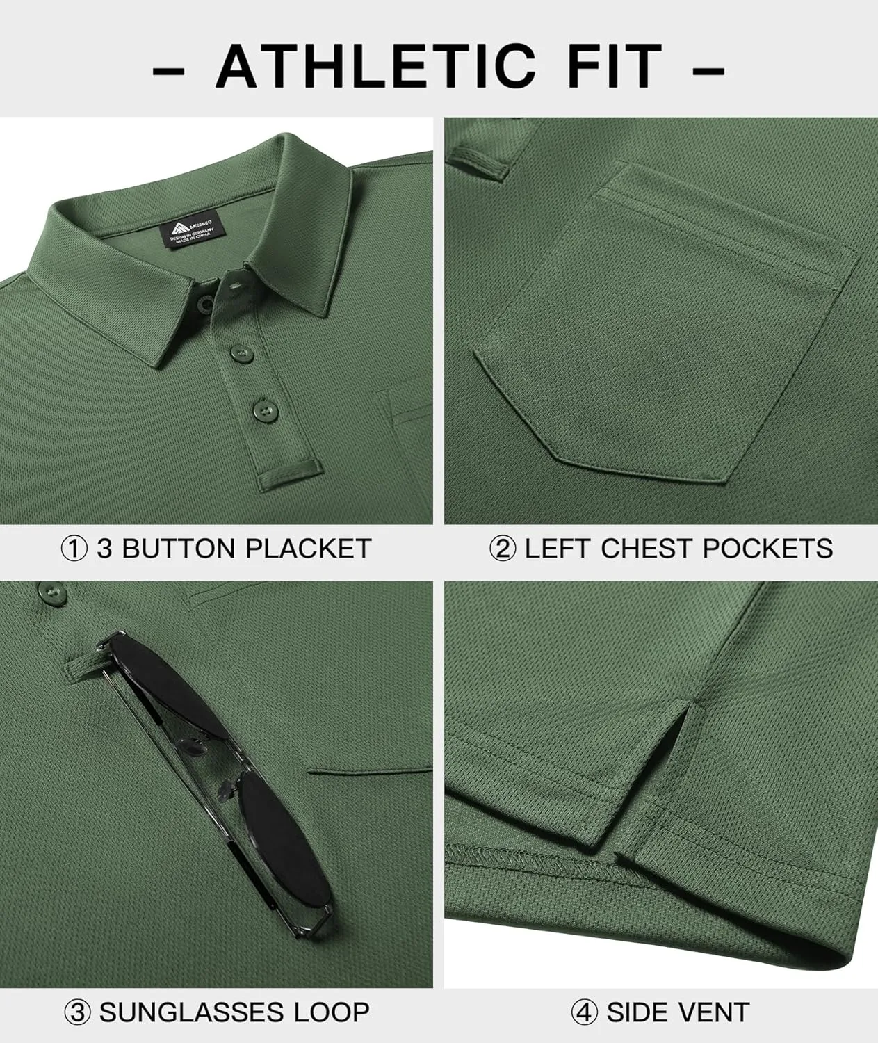SWISSWELL Long Sleeve Polo Shirts for Men with Pocket 3 Pack Collared Moisture Wicking Performance Golf Shirts