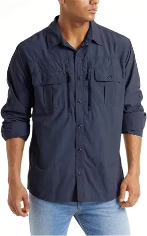 Tactical Hiking Shirts Men Long Sleeve Cargo Work Shirts Summer Outdoor Quick Dry Military Hunting Fishing Shirt
