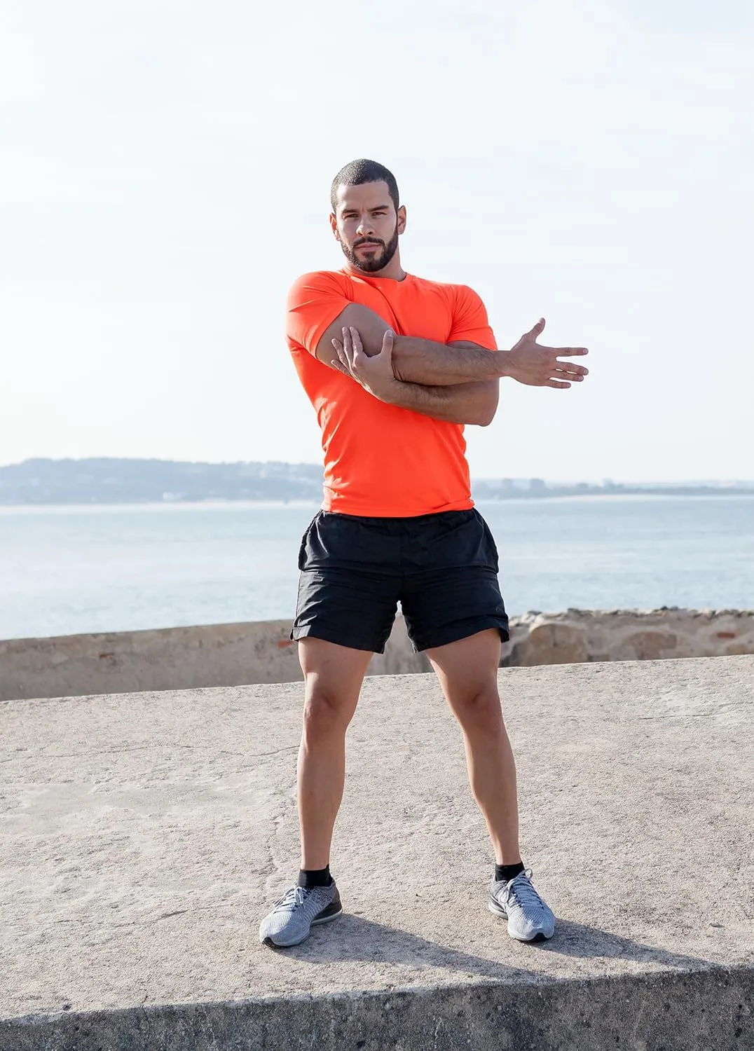 TanBridge 5 Pack Men's Athletic T Shirts Quick Dry Lightweight Short Sleeve Running Shirts for Running Workout Hiking Fishing