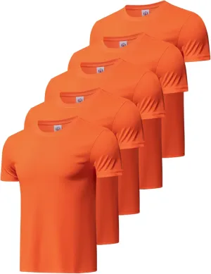 TanBridge 5 Pack Men's Athletic T Shirts Quick Dry Lightweight Short Sleeve Running Shirts for Running Workout Hiking Fishing