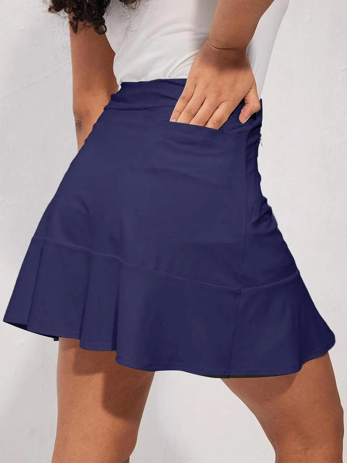 Tennis Skirt for Women 17"/19" High Waisted Womens Golf Skirts with Shorts Pockets Ruffle Pleated Athletic Skorts