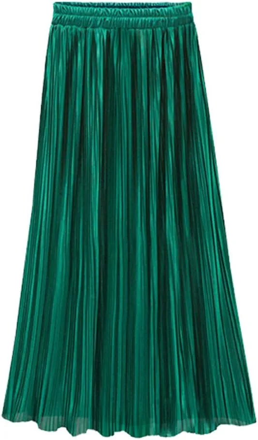Tennis Skirts for Women,Women Vintage Casual High Waist Long Solid Fashion Daily Pleated Skirt Midi Skirt Circle