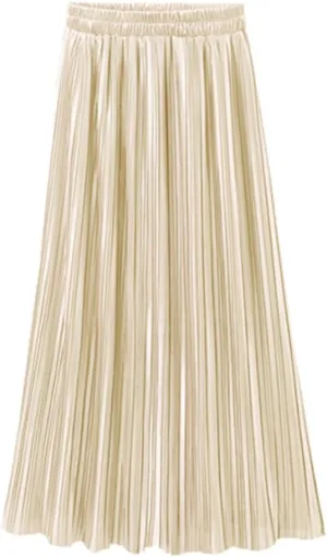 Tennis Skirts for Women,Women Vintage Casual High Waist Long Solid Fashion Daily Pleated Skirt Midi Skirt Circle