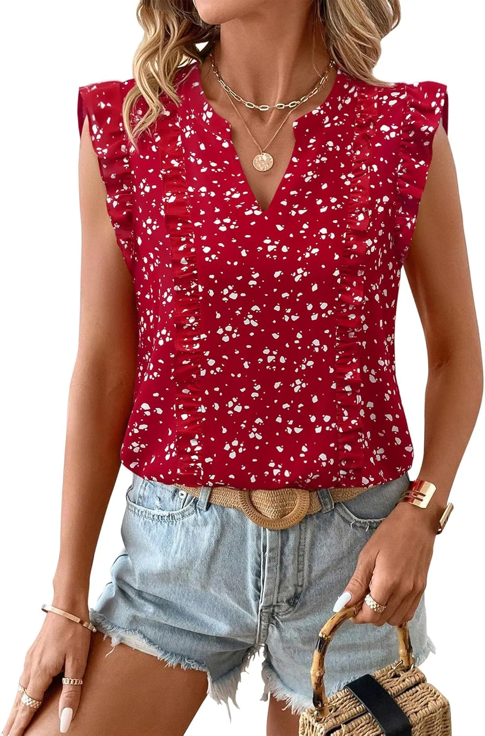 Timeson Women's Tops Dressy Casual Sleeveless Business Work Blouses Chiffon Office Tanks