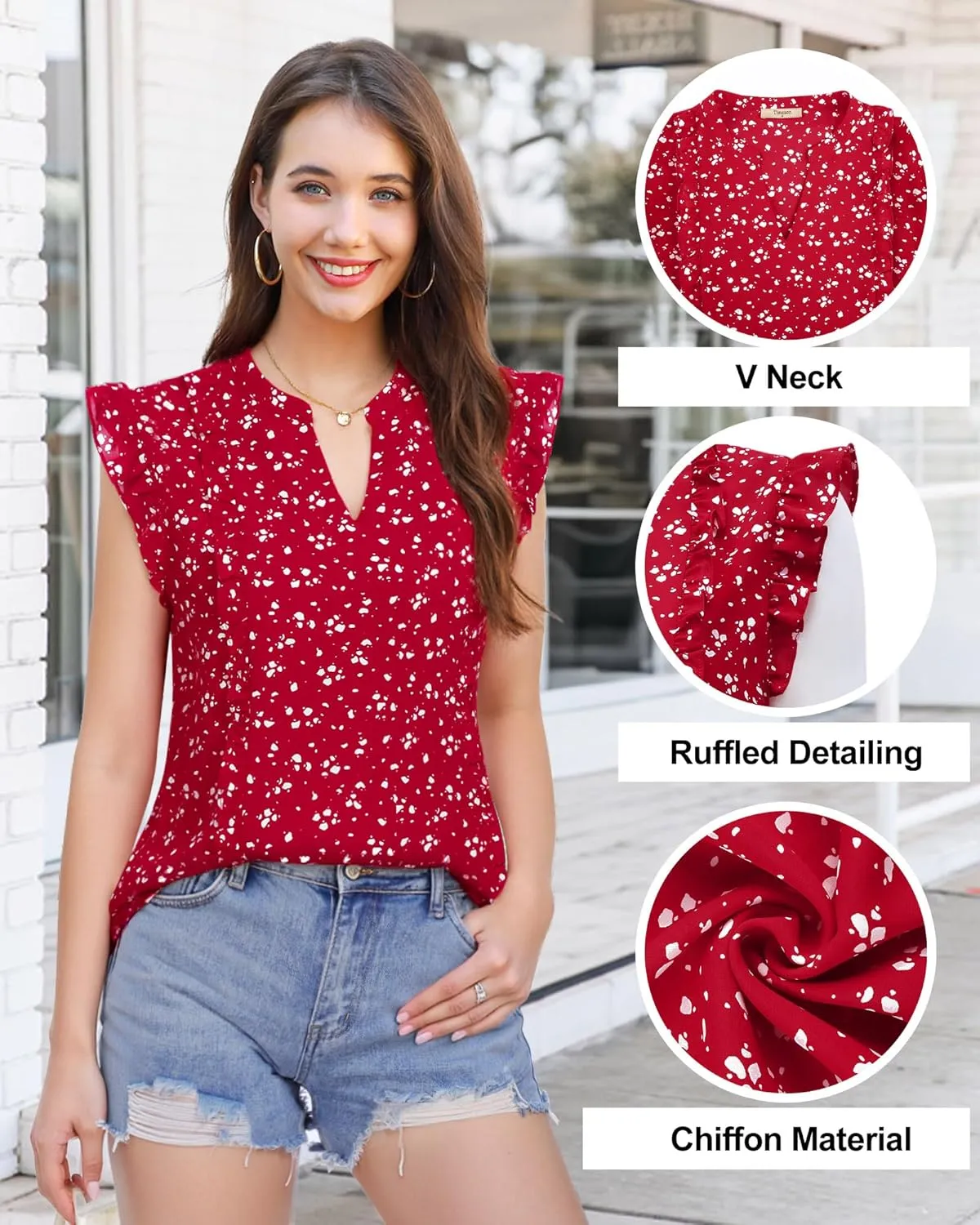 Timeson Women's Tops Dressy Casual Sleeveless Business Work Blouses Chiffon Office Tanks