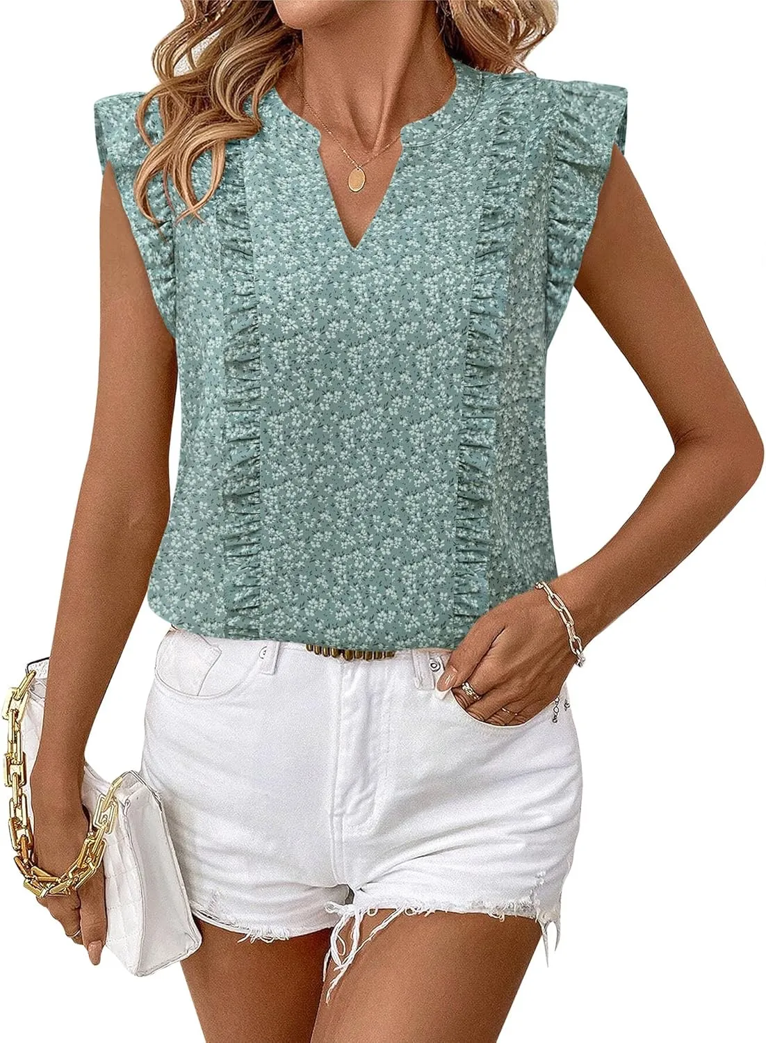Timeson Women's Tops Dressy Casual Sleeveless Business Work Blouses Chiffon Office Tanks