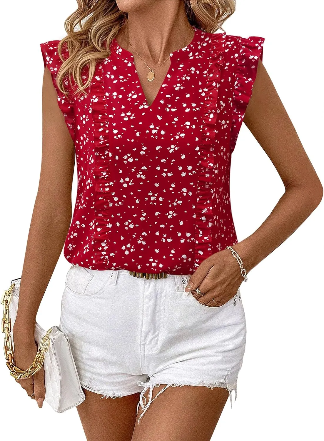 Timeson Women's Tops Dressy Casual Sleeveless Business Work Blouses Chiffon Office Tanks