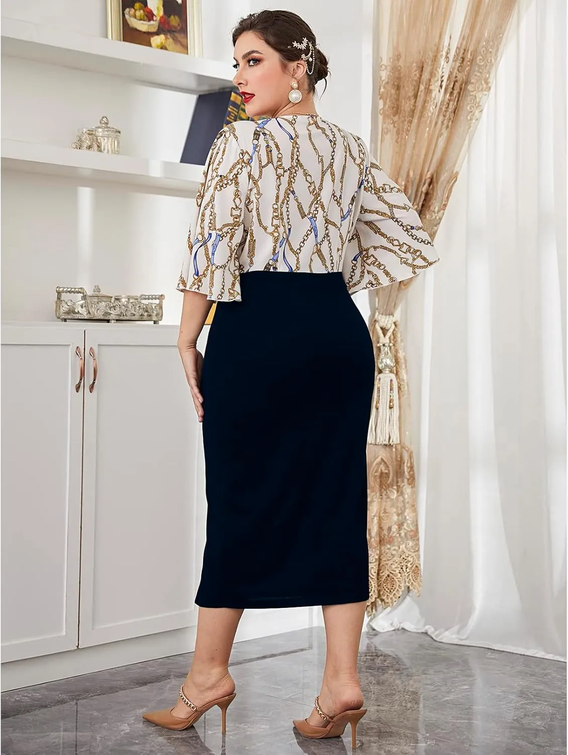 TOLEEN Plus Size Dress for Women Lace Floral Printed Luxury Chic Elegant Maxi Warp Dresses