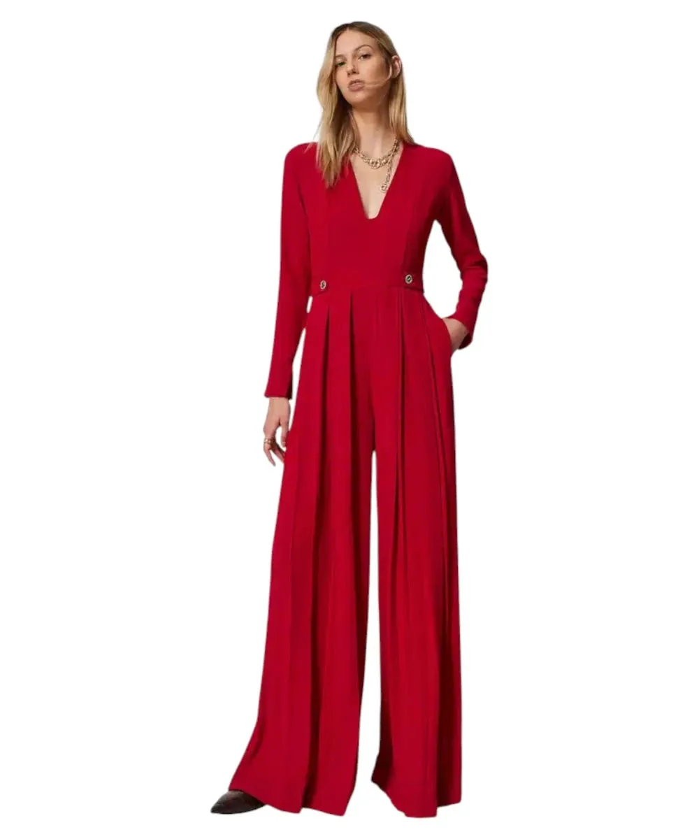 Tuta in Crêpe Plissé "Oval T"
