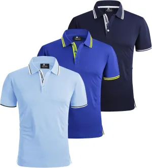 V VALANCH Polo Shirts for Men 3 Pack Golf Shirts Short Sleeve Moisture Wicking Collared Tennis Shirt Casual Stylish