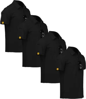 V VALANCH Polo Shirts for Men 4 Pack Short Sleeve Cool Dri Collared Tennis Golf Shirts