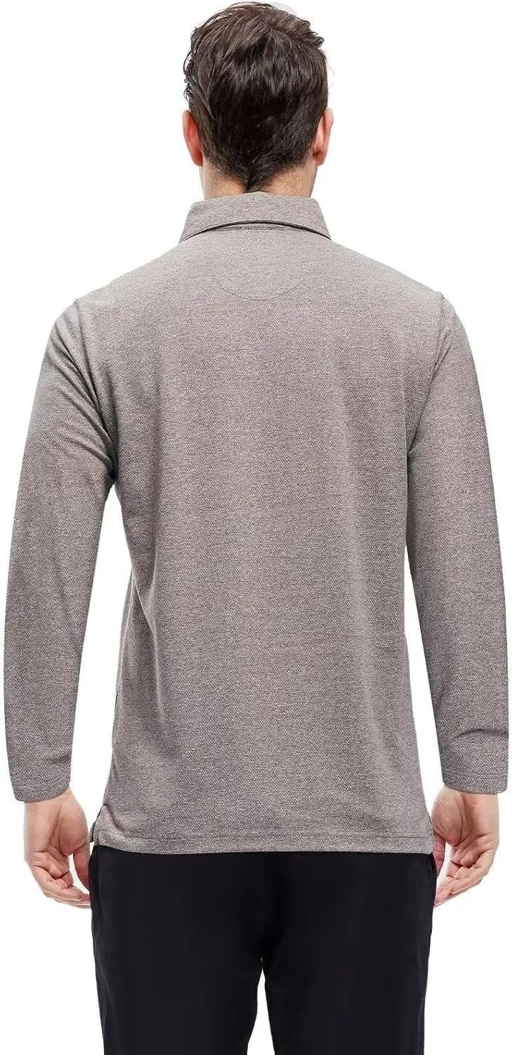 VEBOON Men's Polo Shirts Long and Short Sleeve Cotton Blend Heather Moisture Wicking Casual Collared Shirts