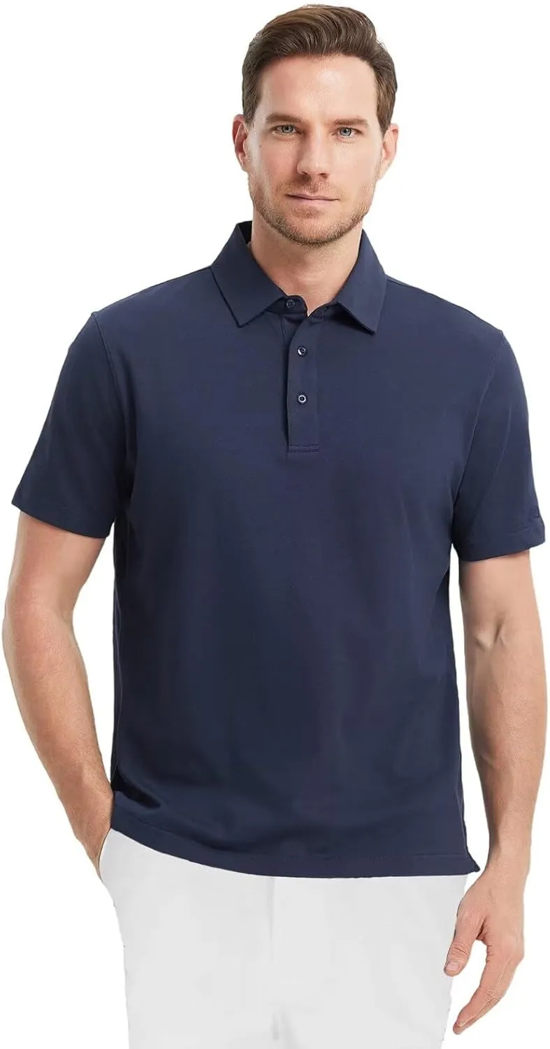 VEBOON Polo Shirts for Men Short Sleeve Cotton Blend Athletic Performance Classic Regular Fit Golf Shirts