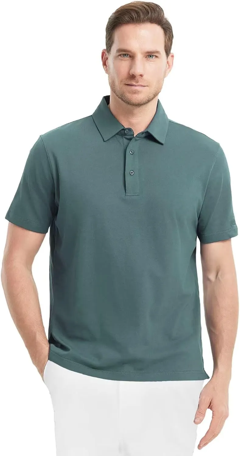 VEBOON Polo Shirts for Men Short Sleeve Cotton Blend Athletic Performance Classic Regular Fit Golf Shirts