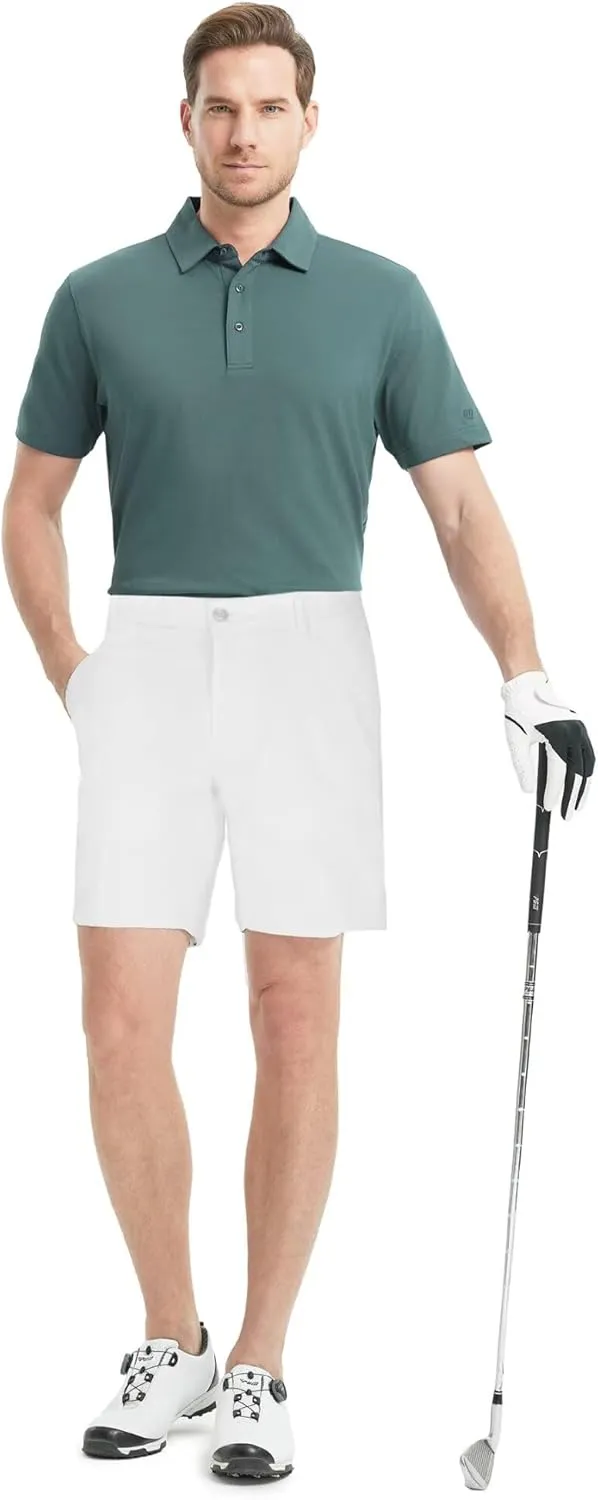 VEBOON Polo Shirts for Men Short Sleeve Cotton Blend Athletic Performance Classic Regular Fit Golf Shirts