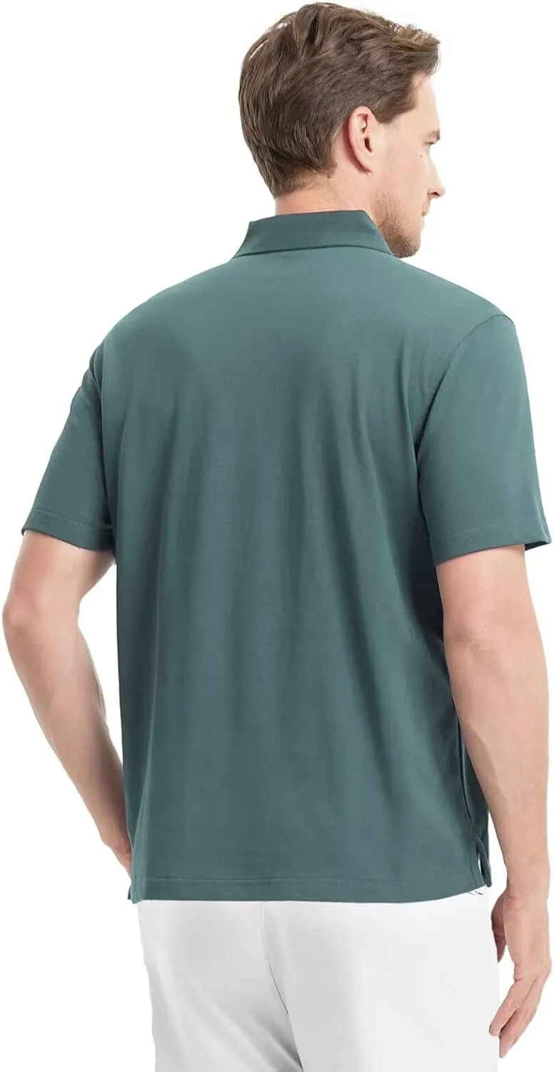VEBOON Polo Shirts for Men Short Sleeve Cotton Blend Athletic Performance Classic Regular Fit Golf Shirts