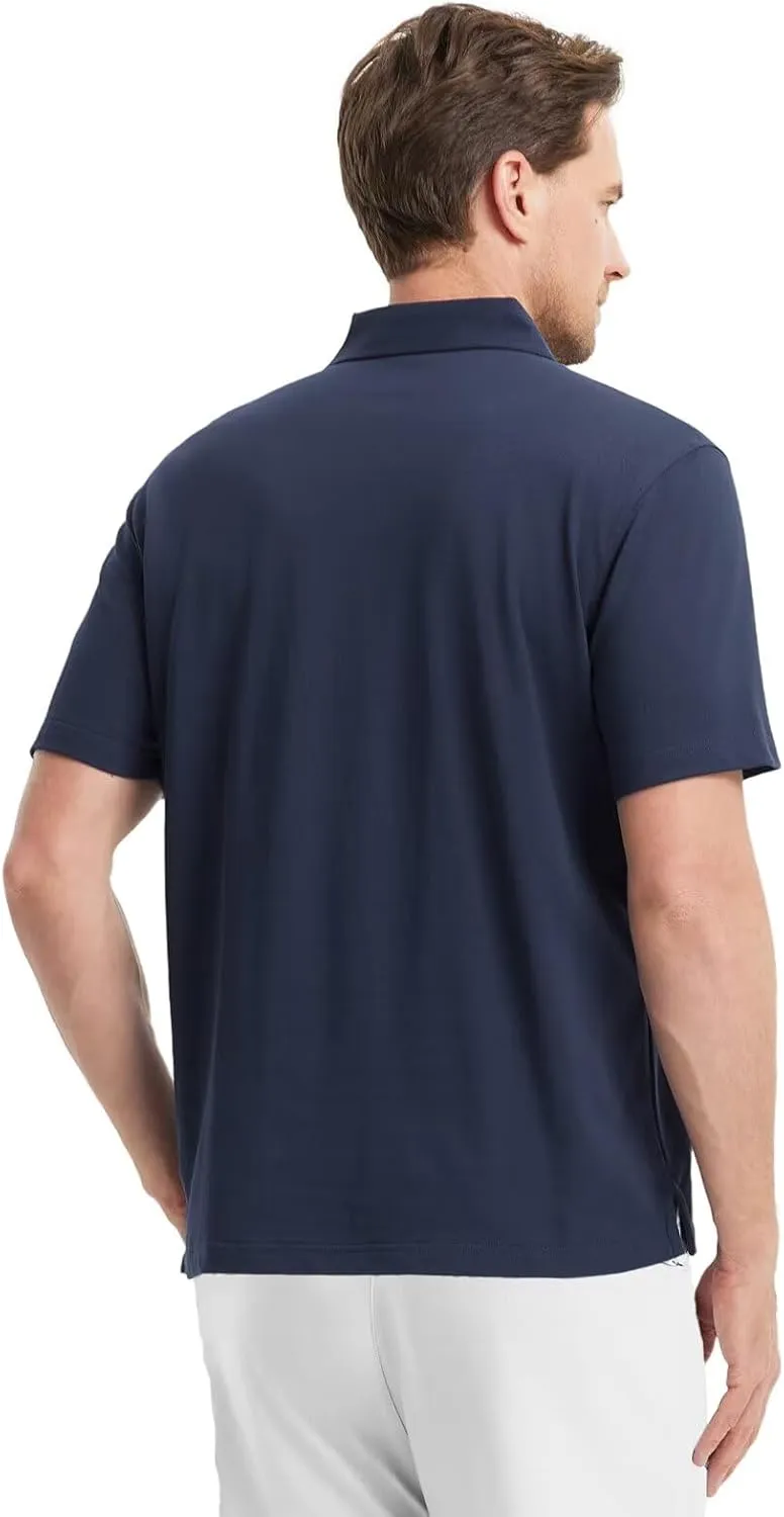 VEBOON Polo Shirts for Men Short Sleeve Cotton Blend Athletic Performance Classic Regular Fit Golf Shirts