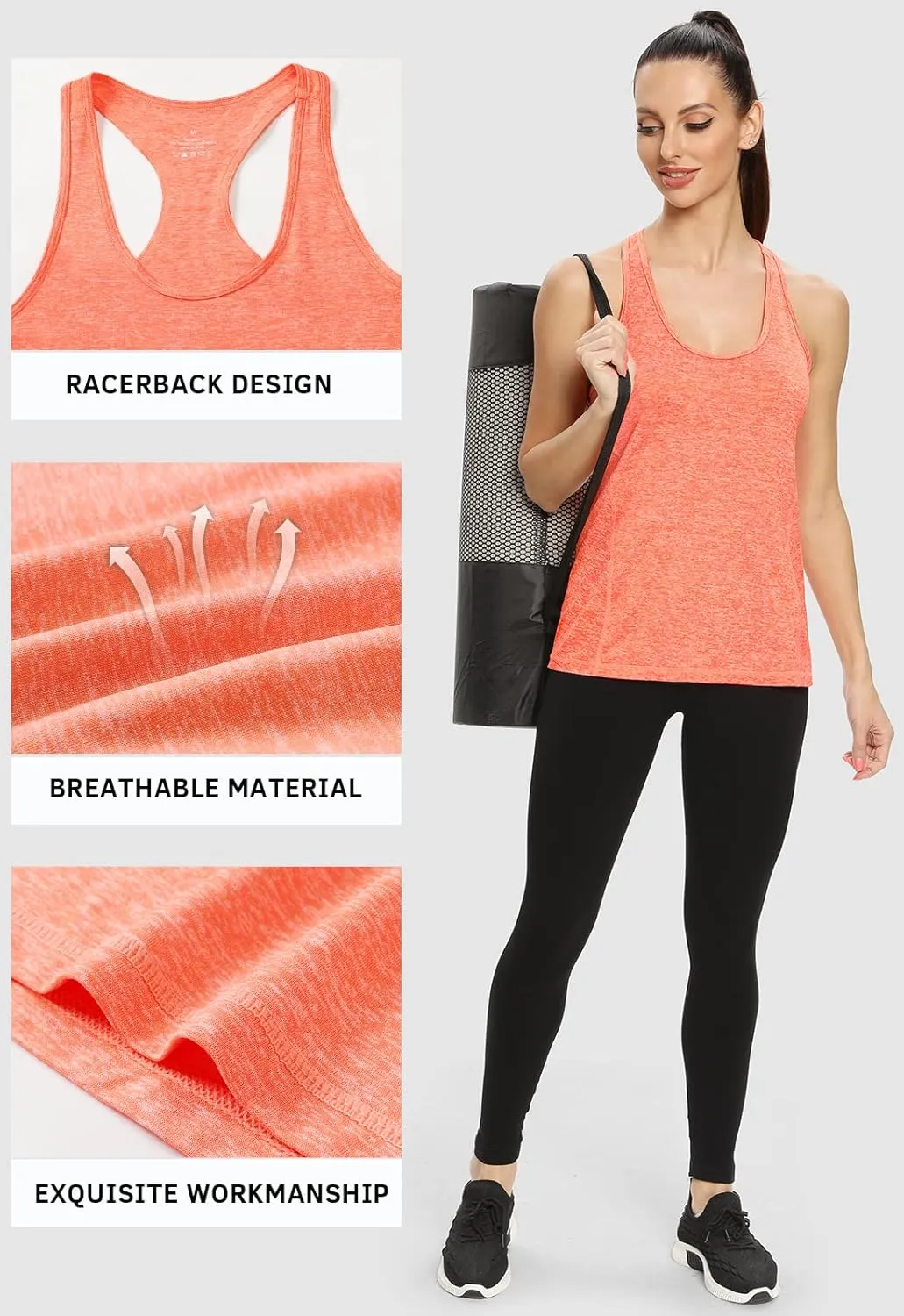 Vislivin Workout Tank Tops for Women Racerback Athletic Tanks Running Exercise Gym Tank Top - 4 Packs