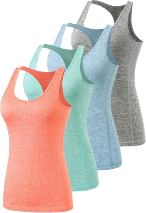 Vislivin Workout Tank Tops for Women Racerback Athletic Tanks Running Exercise Gym Tank Top - 4 Packs