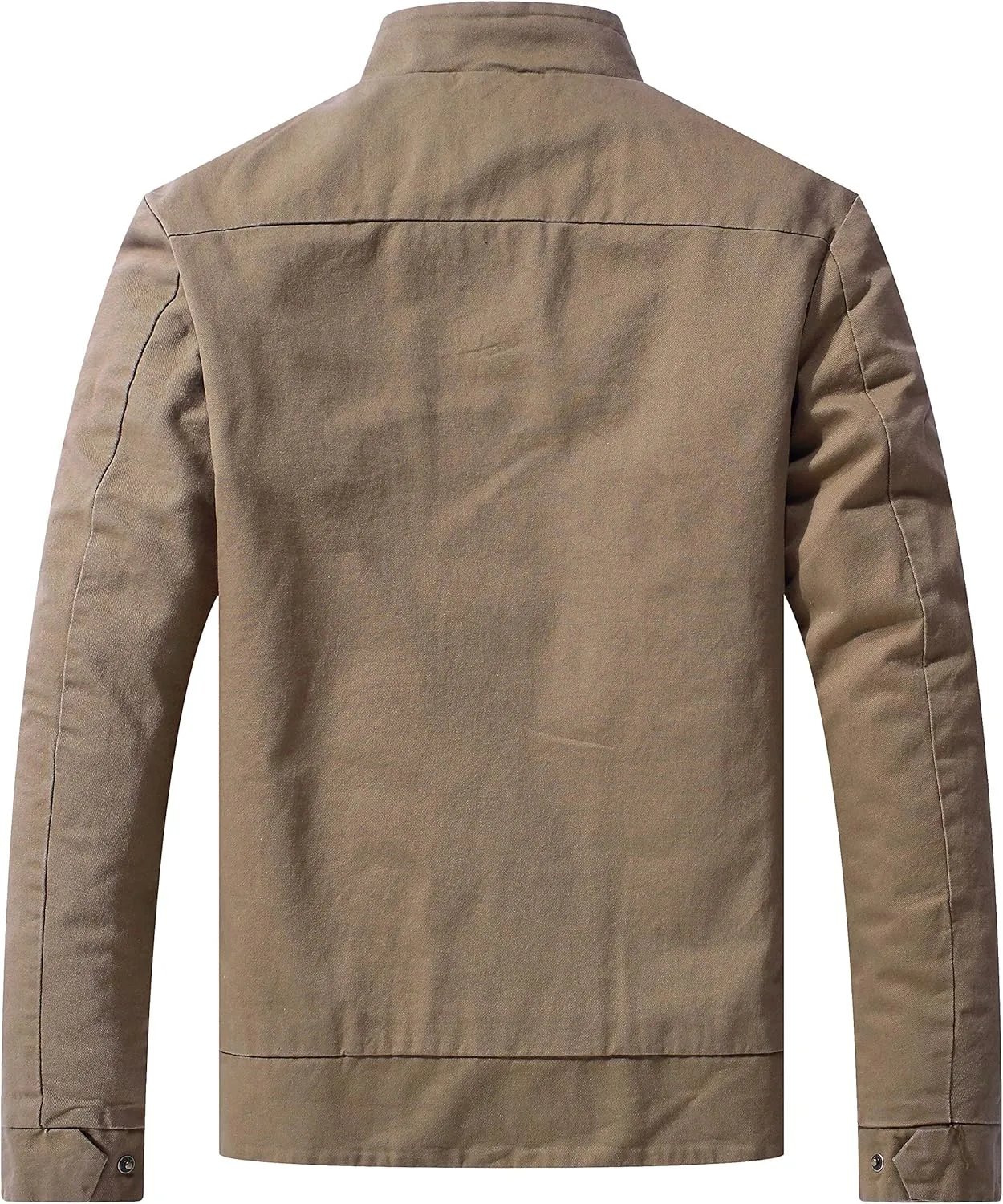 WenVen Men's Spring Cotton Military Jacket Casual Lightweight Canvas Field Coat