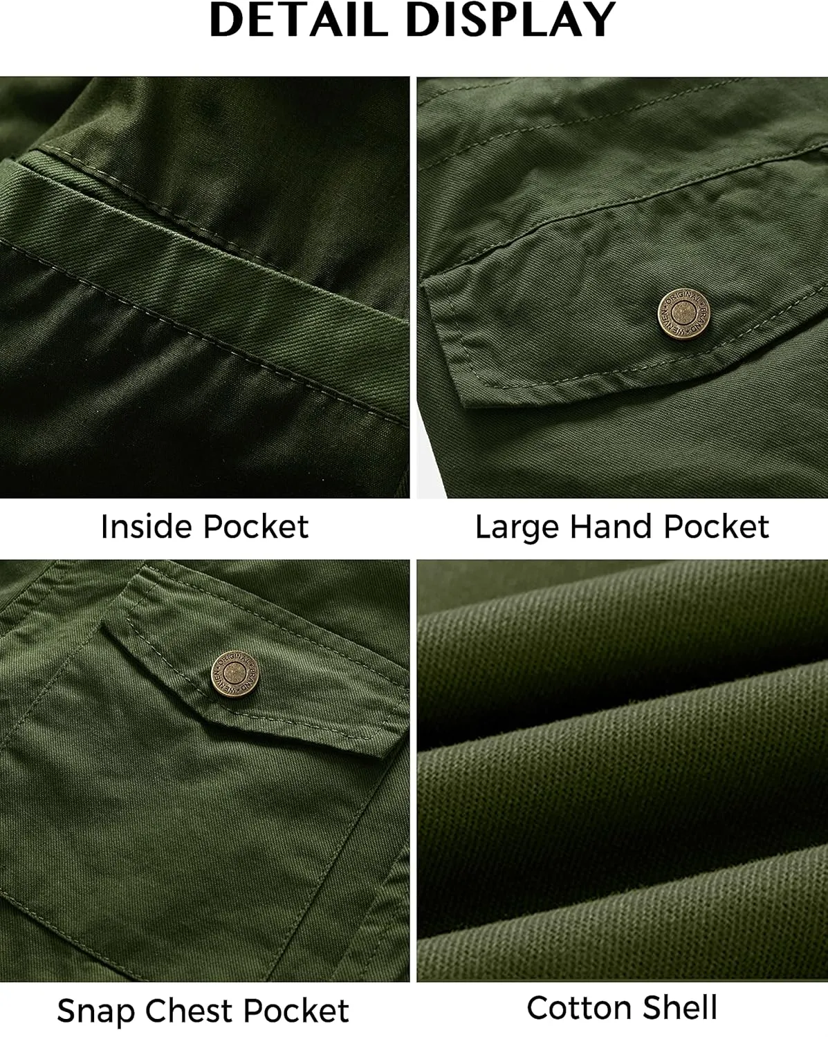 WenVen Women's Lightweight Canvas Cotton Military Jacket Utility Lapel Anorak