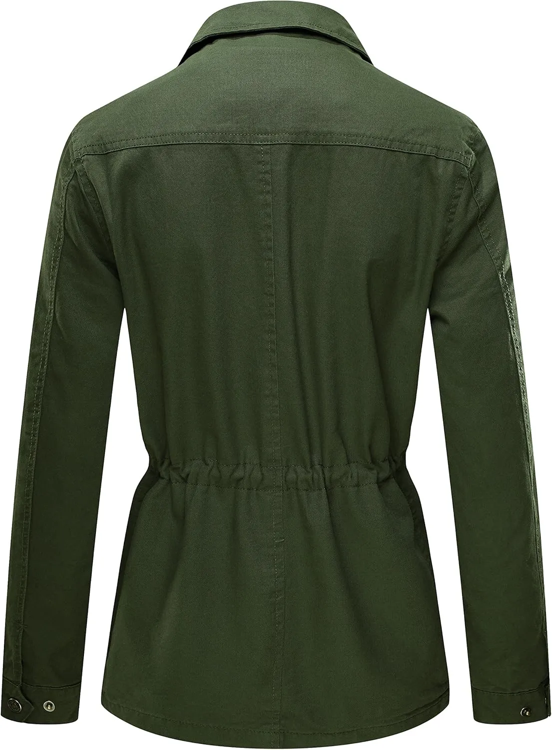 WenVen Women's Lightweight Canvas Cotton Military Jacket Utility Lapel Anorak