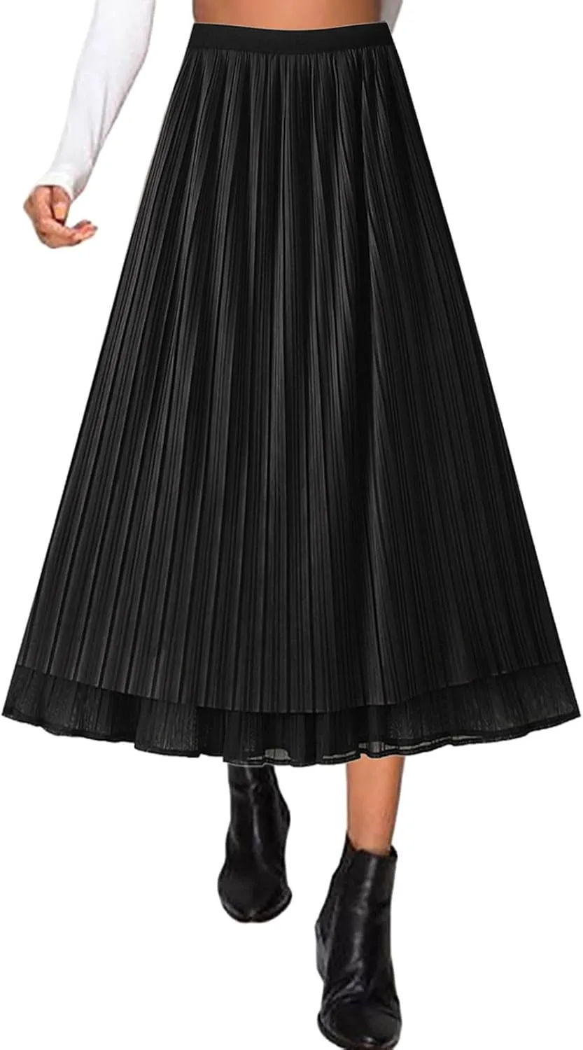 White Skirt Womens Cotton Linen Skirts Spring Summer A Line Pleated Maxi Midi Skirt For Women 2024