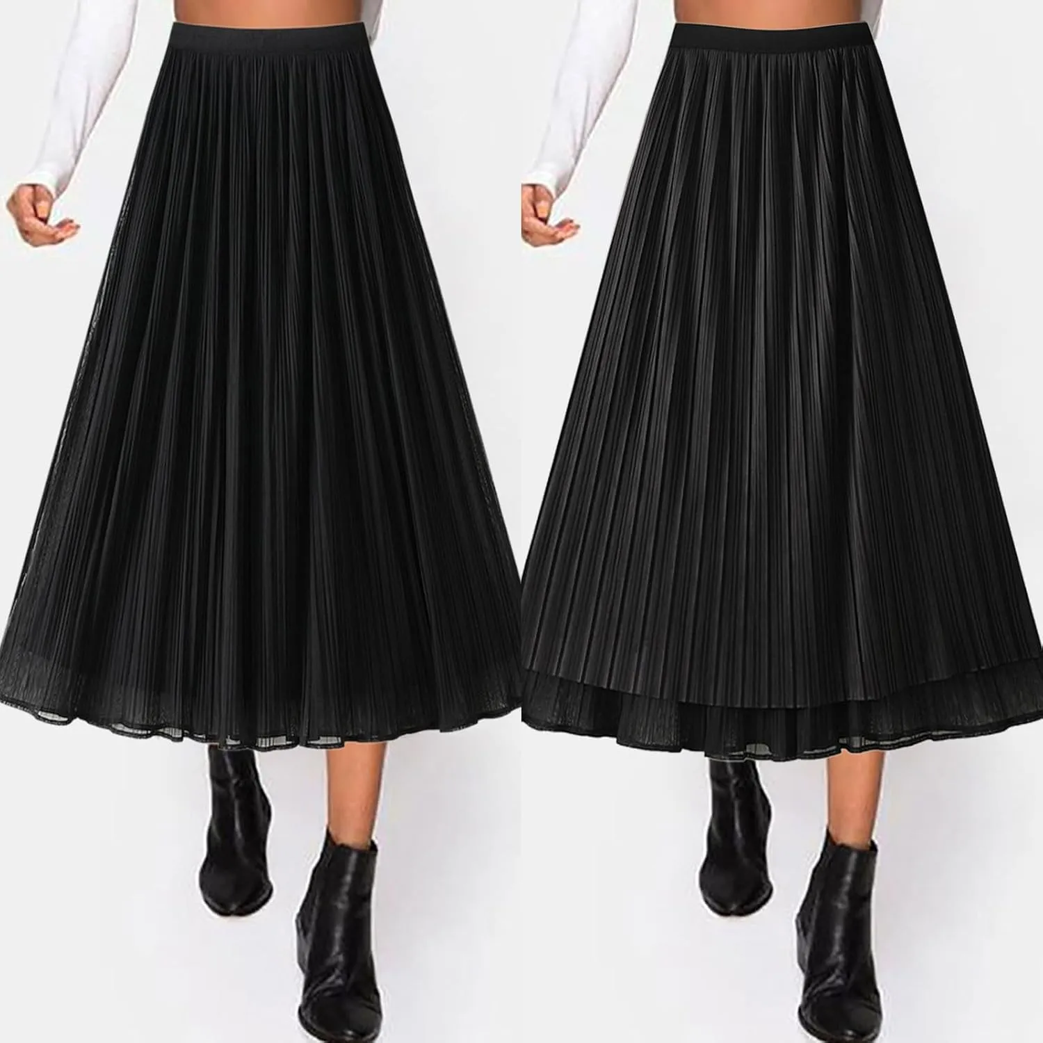 White Skirt Womens Cotton Linen Skirts Spring Summer A Line Pleated Maxi Midi Skirt For Women 2024